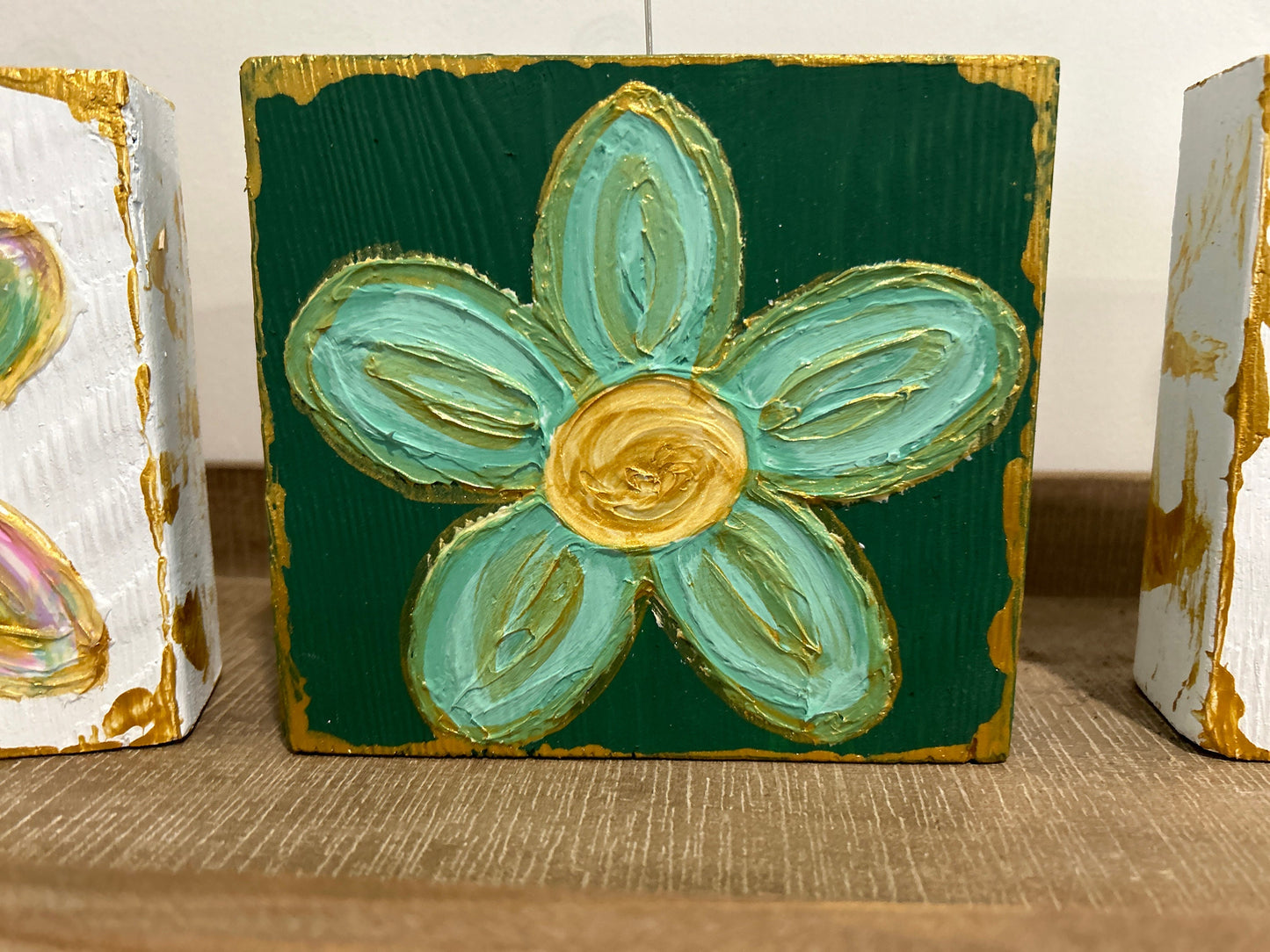 Textured Wooden Flower Blocks
