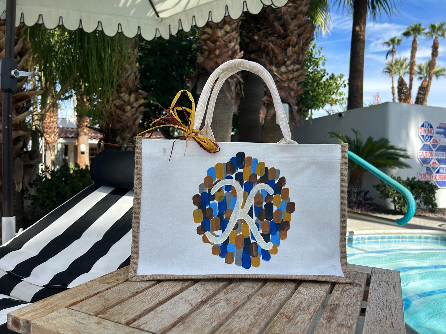 Initial Canvas Tote Bag