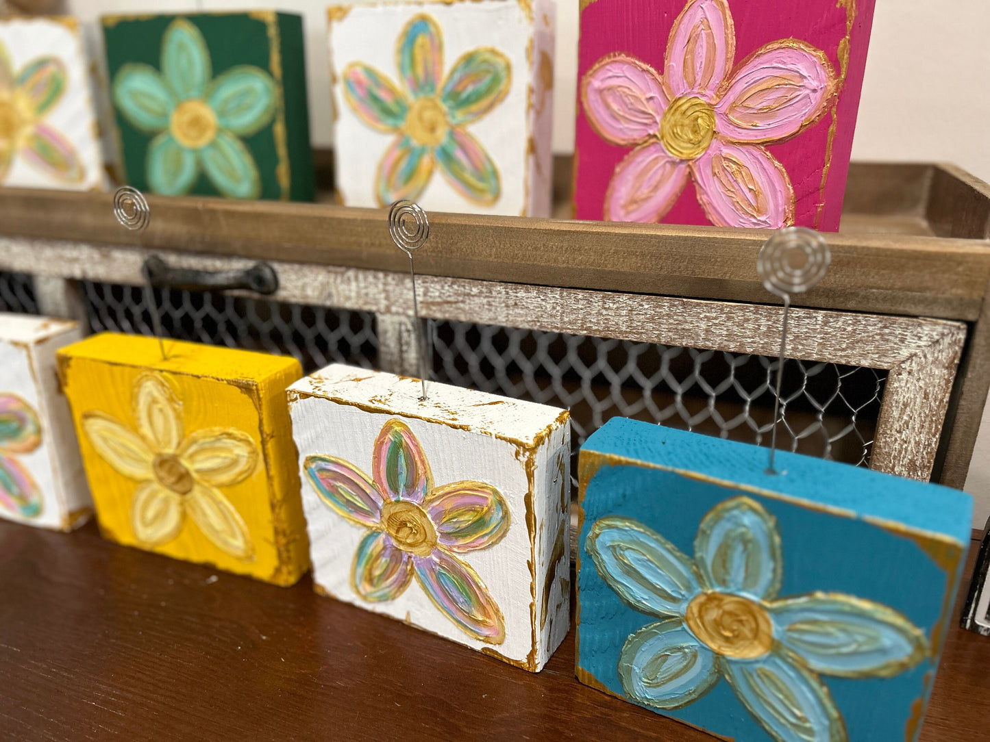 Textured Wooden Flower Blocks