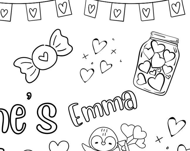 Personalized Valentine's Day Coloring Banner