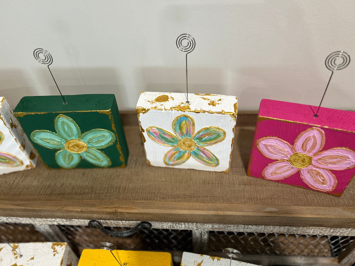 Textured Wooden Flower Blocks