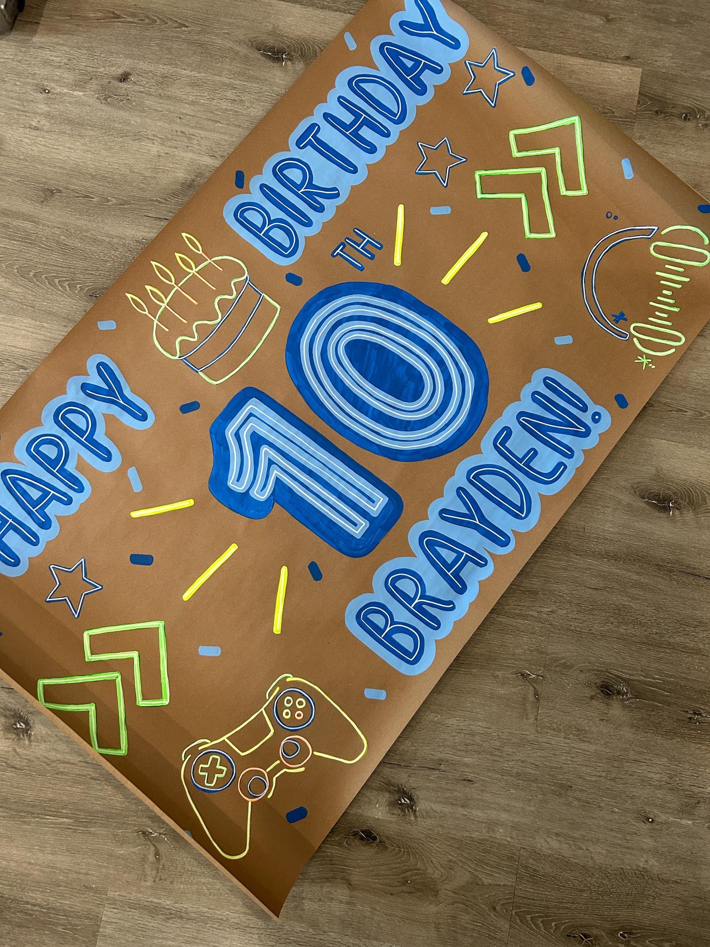 Neon Gamer Birthday Banner