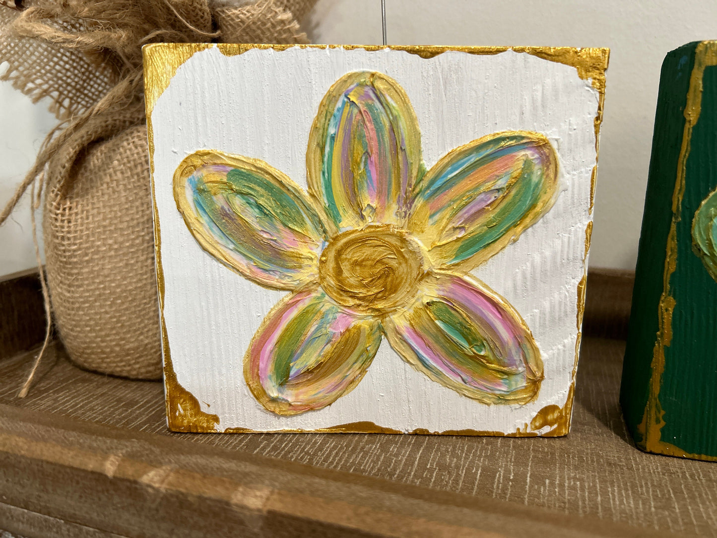 Textured Wooden Flower Blocks