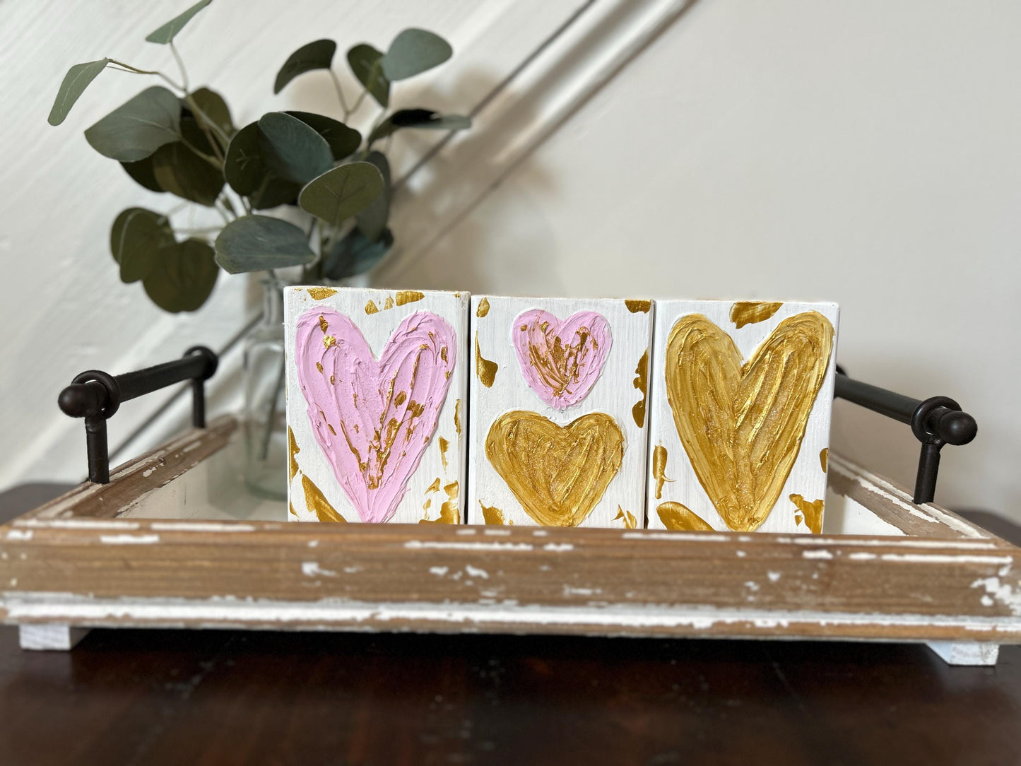 Textured Wooden Heart Blocks