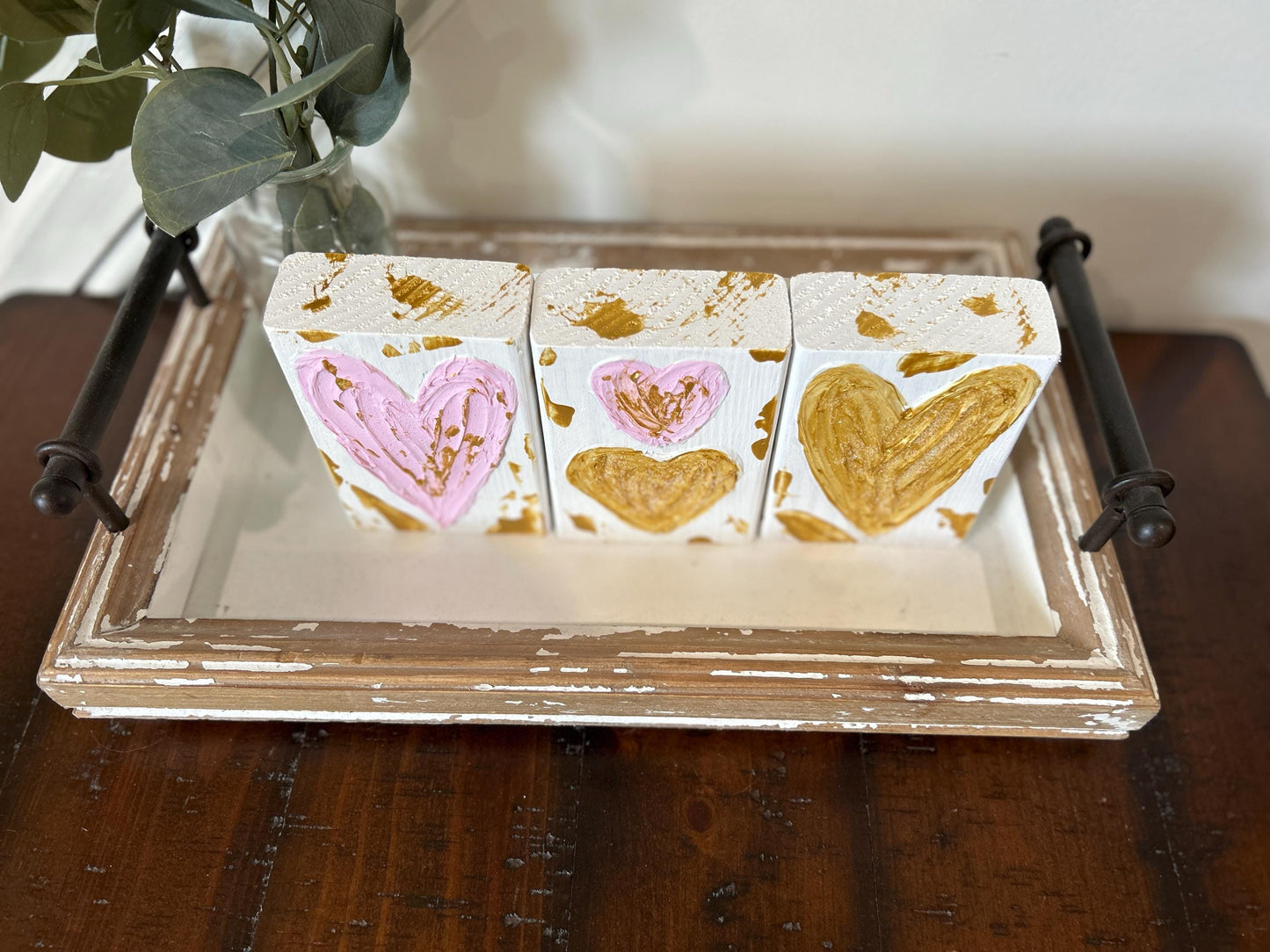 Textured Wooden Heart Blocks