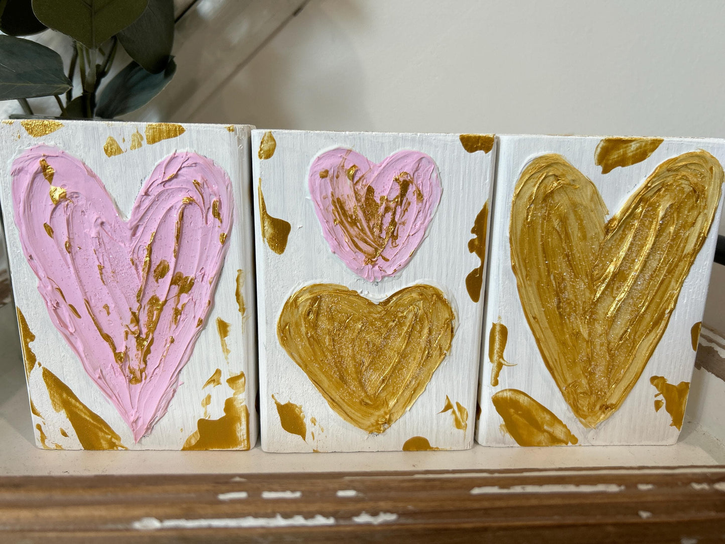 Textured Wooden Heart Blocks