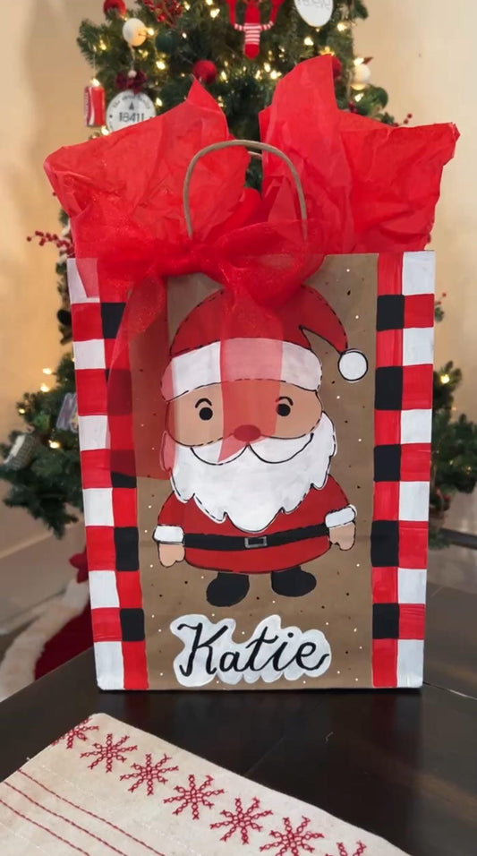 Hand-Painted Santa Gift Bag