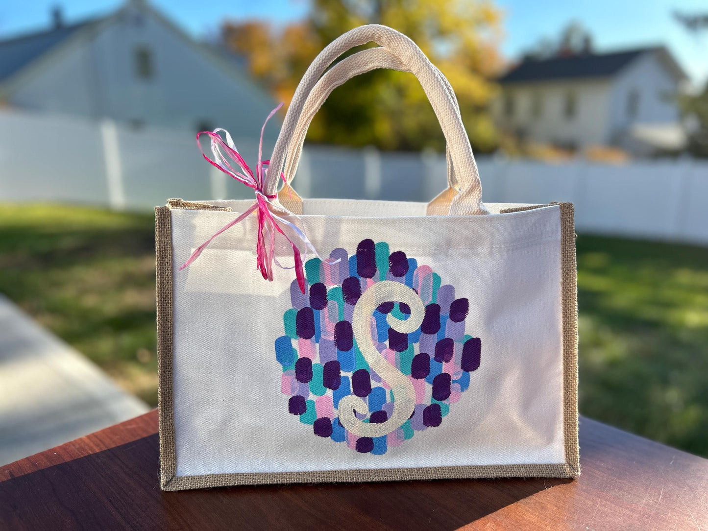 Initial Canvas Tote Bag