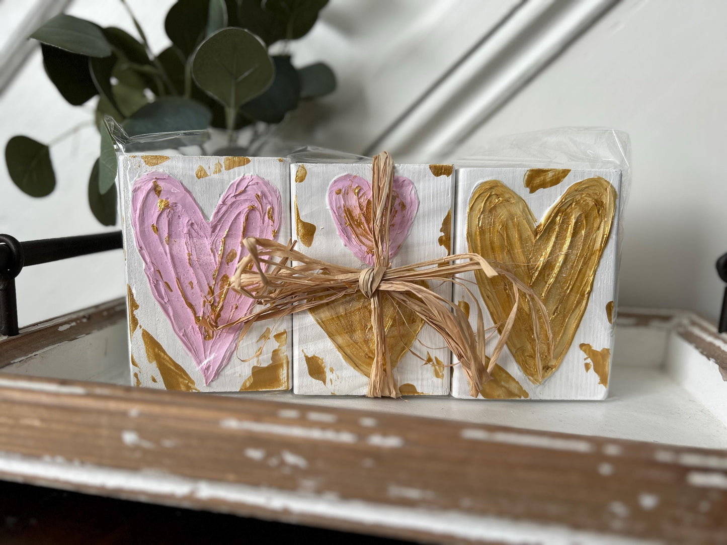 Textured Wooden Heart Blocks