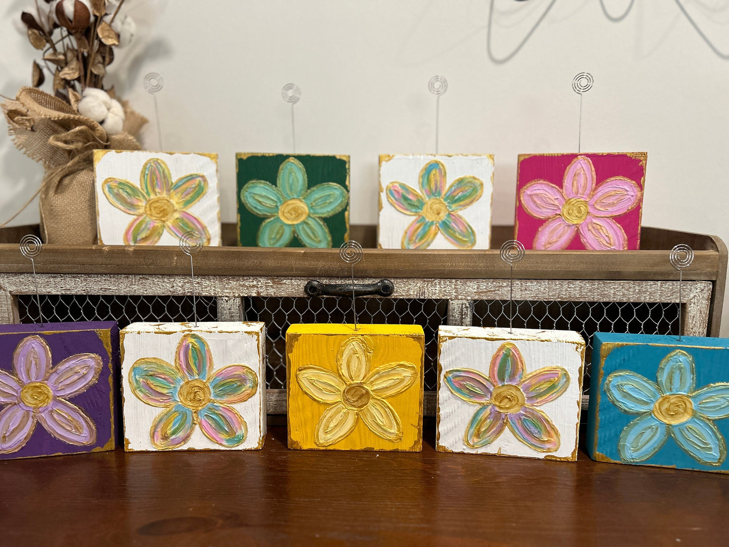 Textured Wooden Flower Blocks