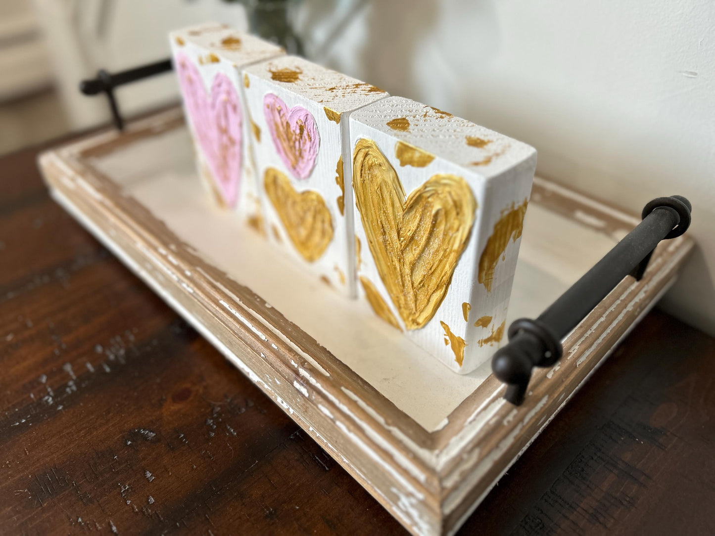 Textured Wooden Heart Blocks