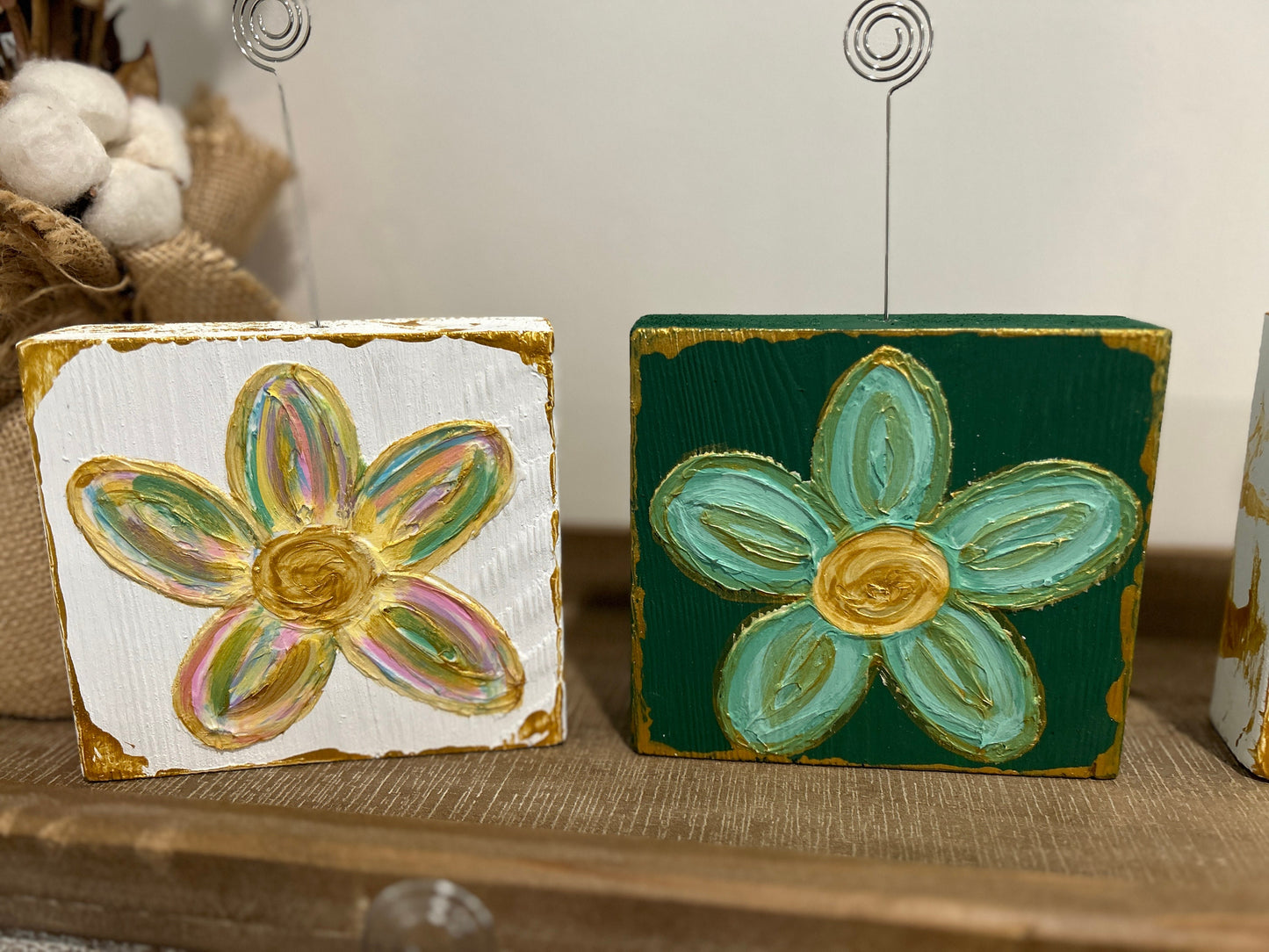 Textured Wooden Flower Blocks
