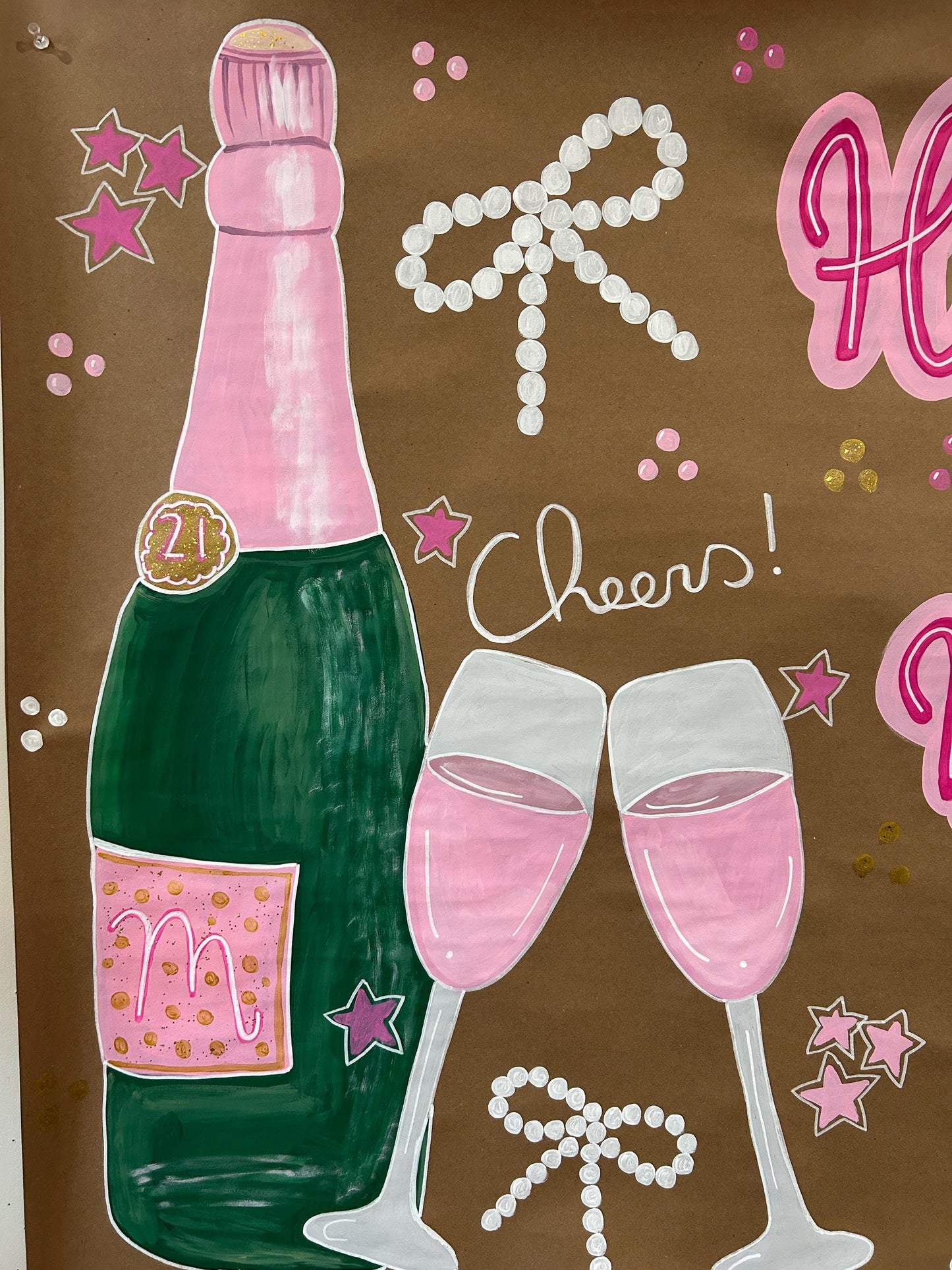 21st Champagne Toast Birthday Banner