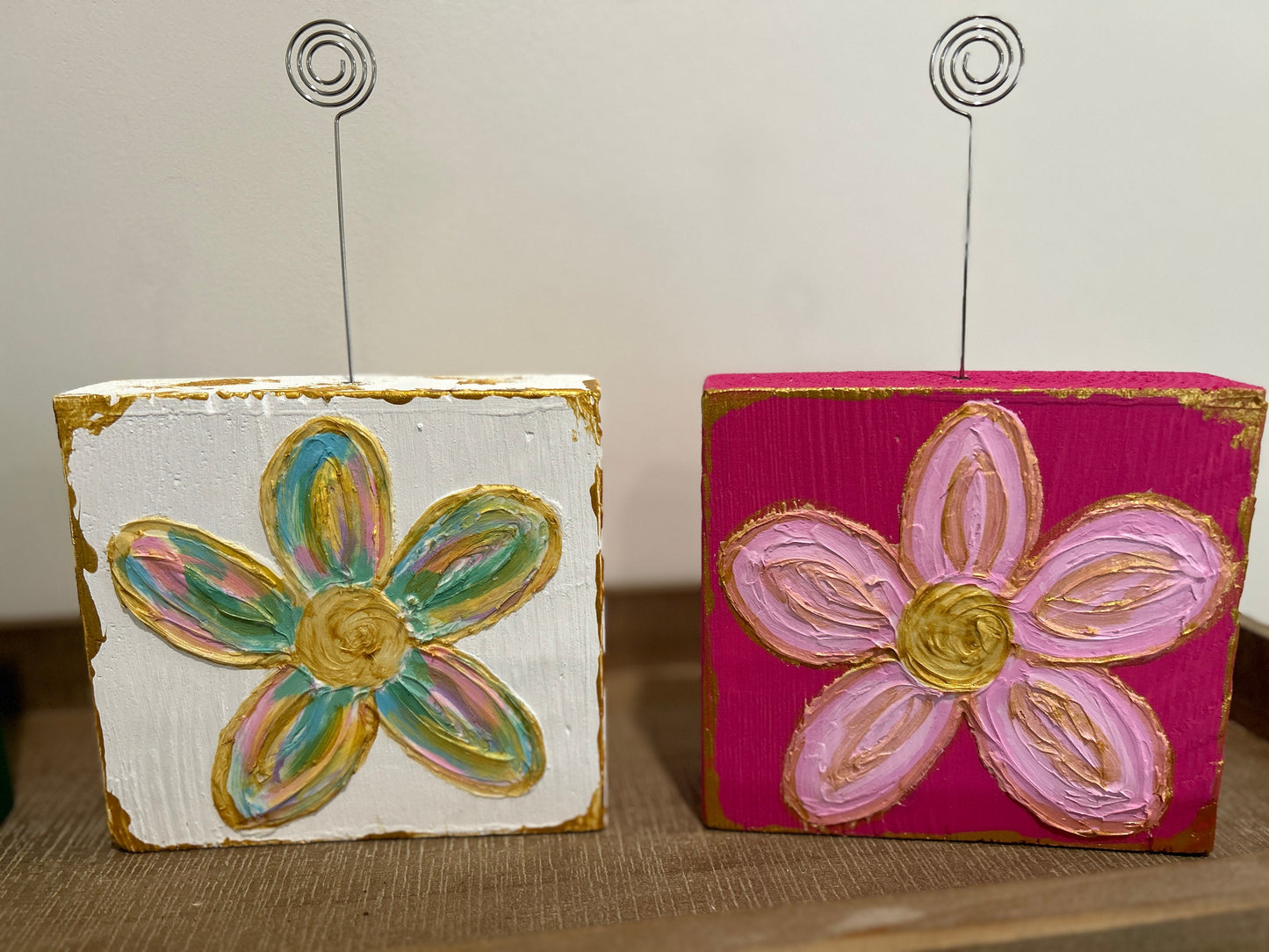 Textured Wooden Flower Blocks