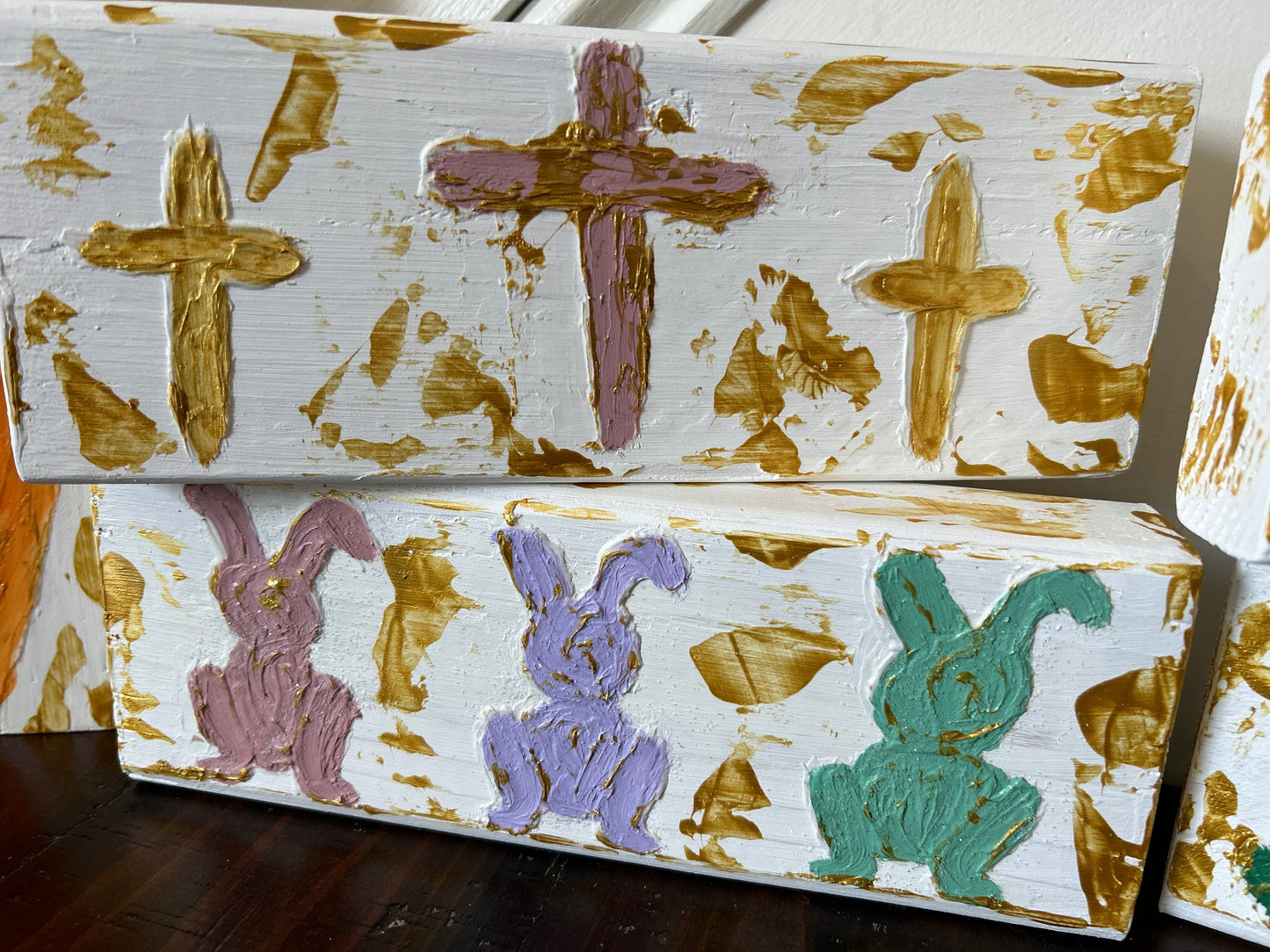 Textured Wooden Easter Blocks
