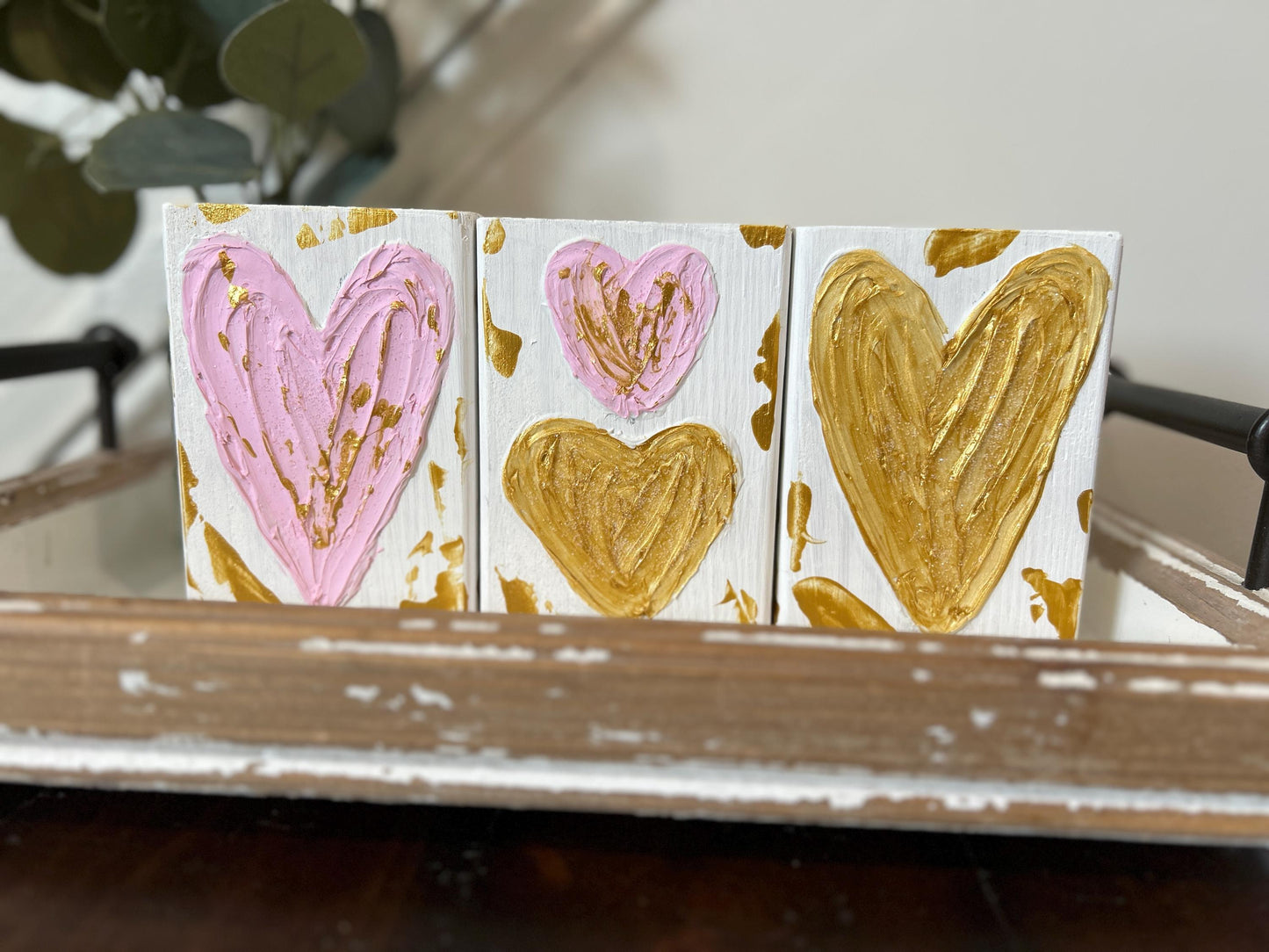 Textured Wooden Heart Blocks