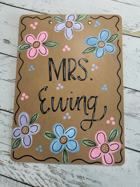 Personalized Flower Teacher Clipboard