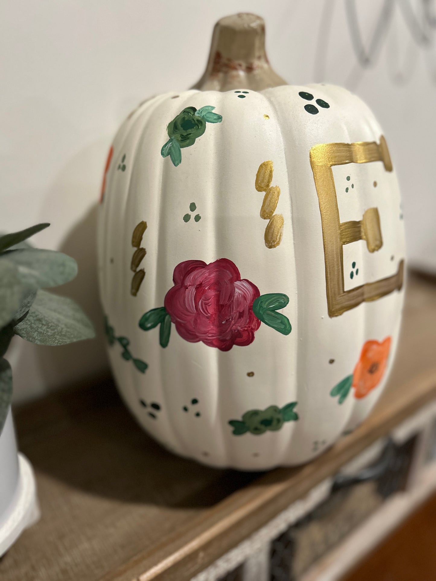 Personalized Floral Pumpkin