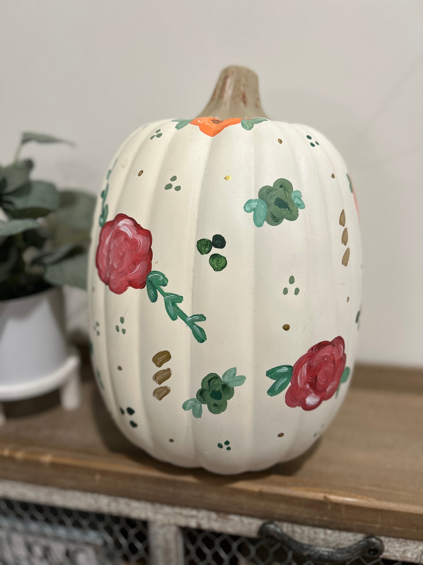 Personalized Floral Pumpkin