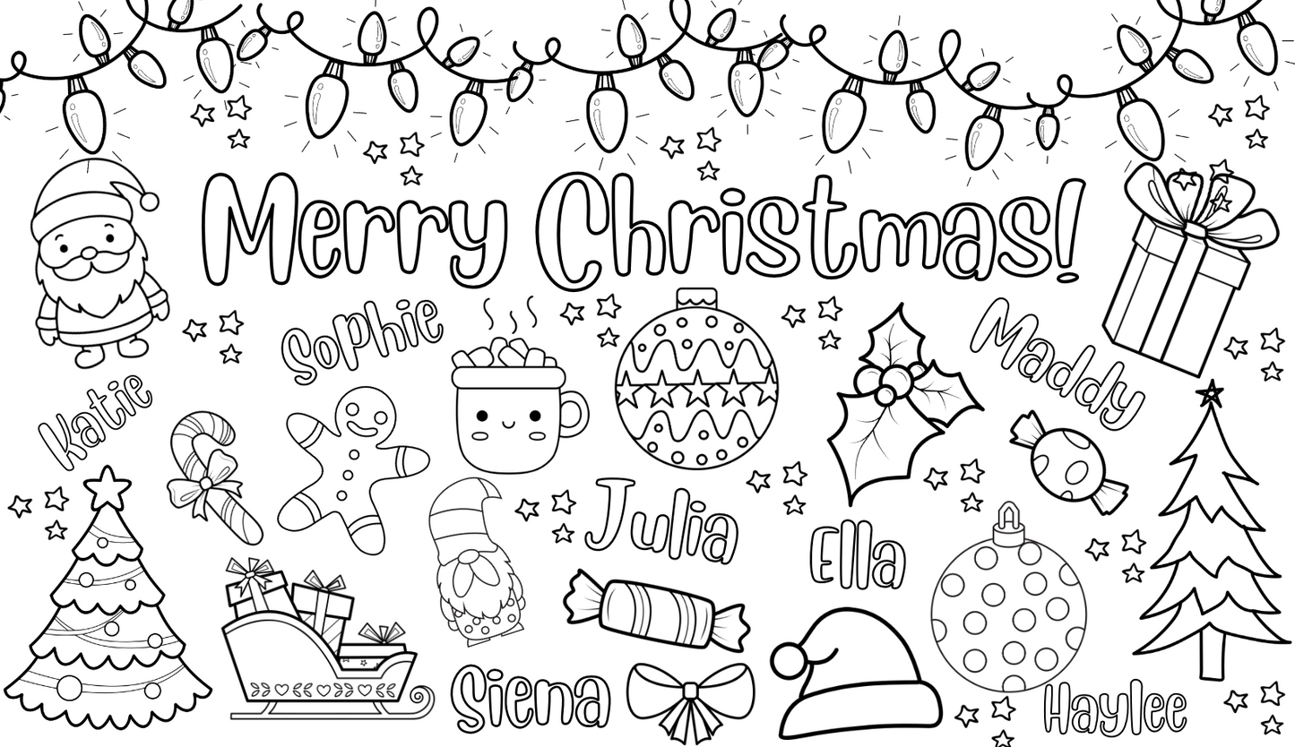 Large Personalized Christmas Coloring Banner