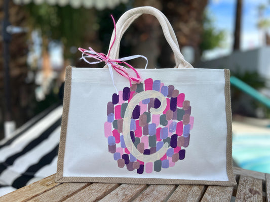 Initial Canvas Tote Bag