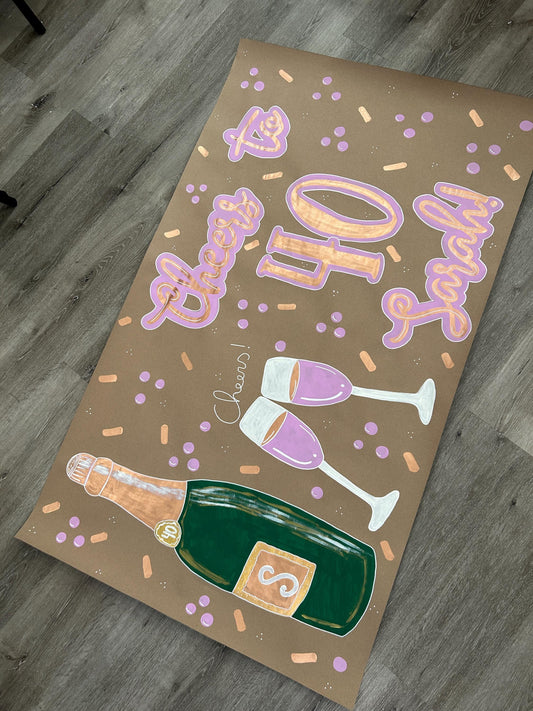 40th Champagne Toast Birthday Banner