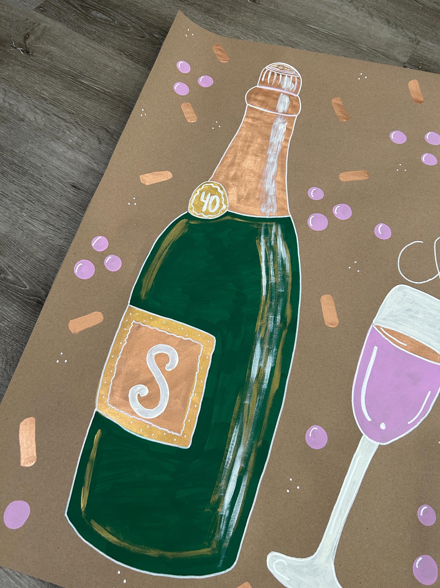 40th Champagne Toast Birthday Banner
