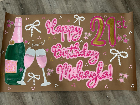 21st Champagne Toast Birthday Banner