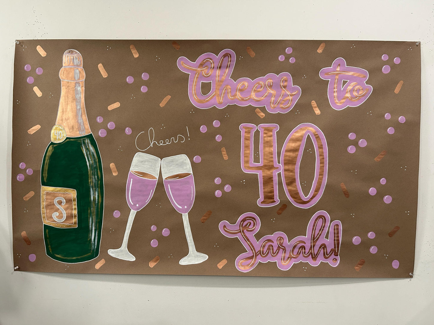 40th Champagne Toast Birthday Banner