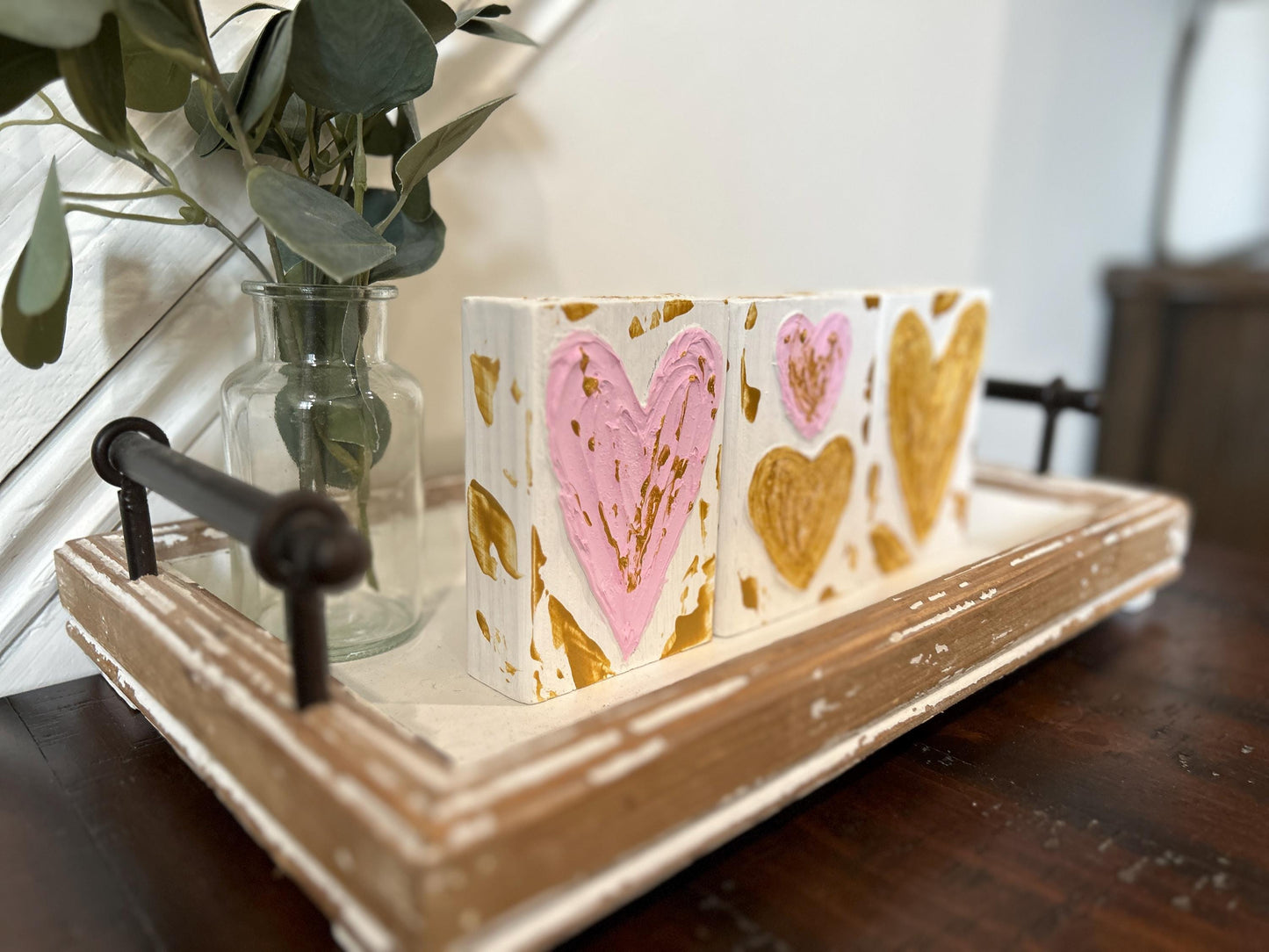 Textured Wooden Heart Blocks