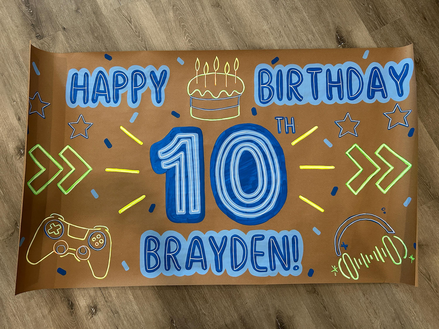 Neon Gamer Birthday Banner
